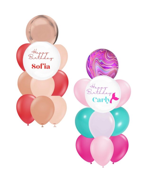 10 piece balloon bundles with custom text