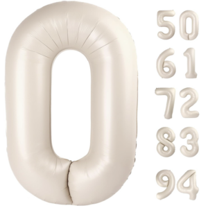 Cream color number foil balloons 0-9