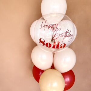 10 piece balloon bundle with personalized text application