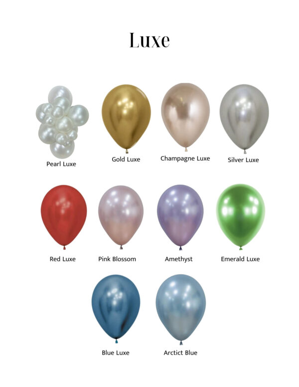 Luxe shimmer balloon color chart