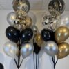 black, silver and gold balloon bouquet