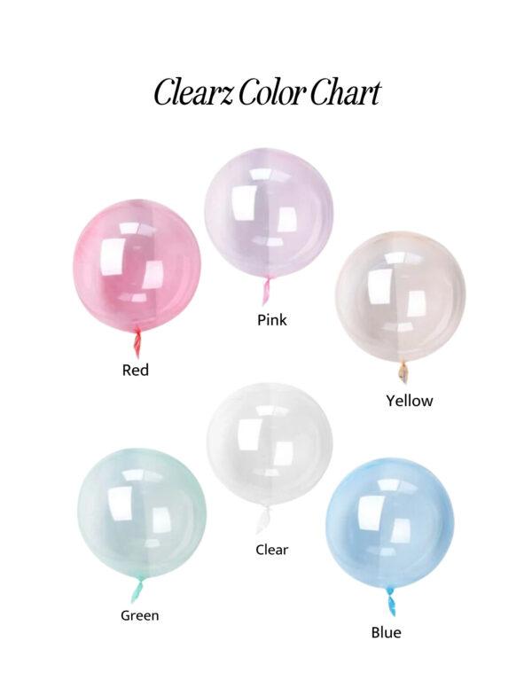 Crystal clear latex balloons color chart