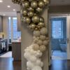 Gold chrome, beige and white balloon garland for housewarming