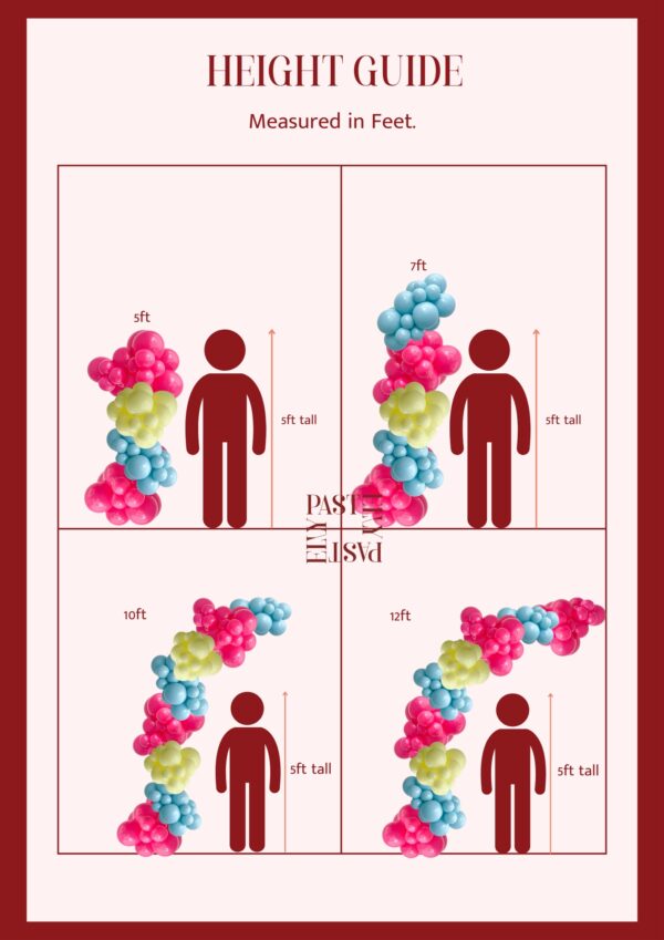 Balloon garland sizing samples