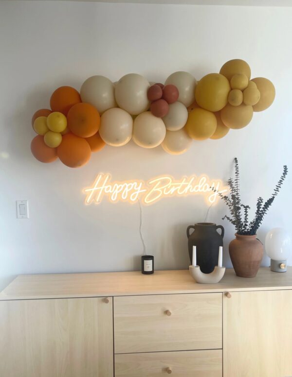 Happy birthday hanging neon sign