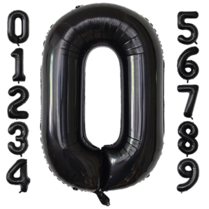 Black number foil balloons 0-9