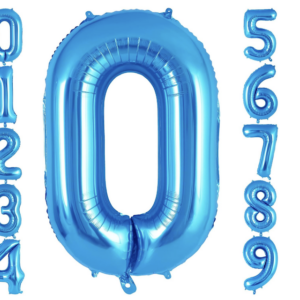 Blue number foil balloons 0-9
