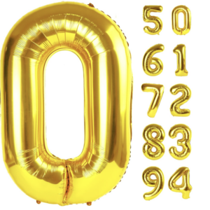 gold number foil balloons 0-9