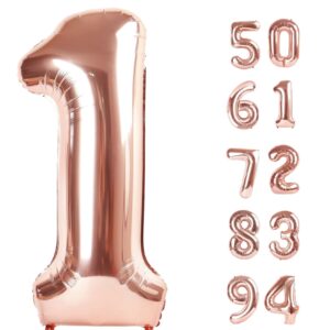 Rose Gold number foil balloons 0-9