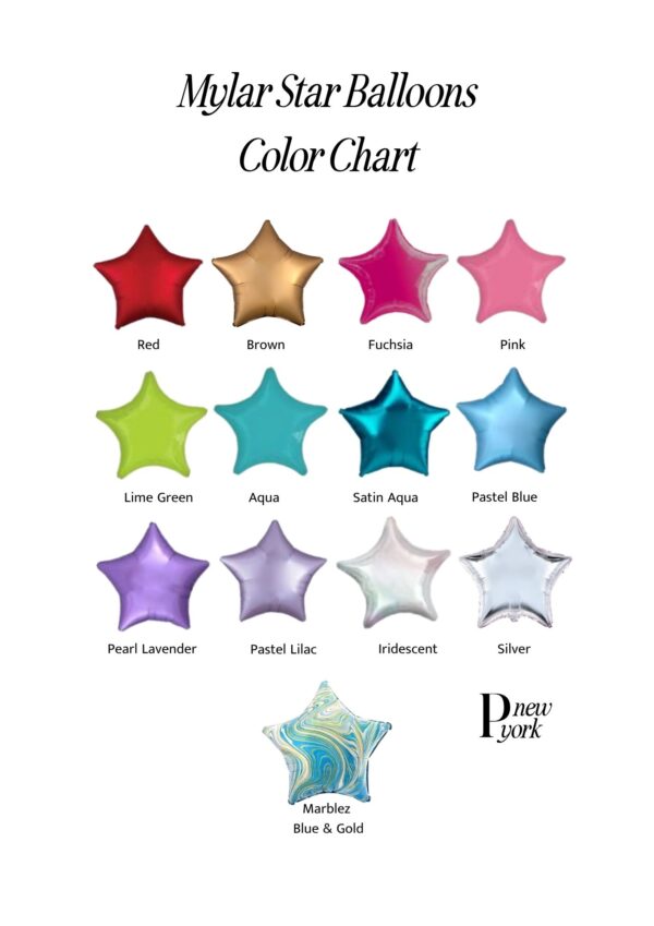 Star mylar balloon color chart