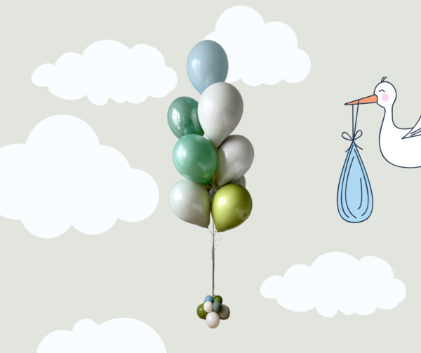 baby boy bouquet in green and grey
