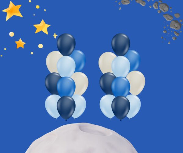 blue balloon bundles in space theme