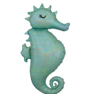 green iridescent seahorse with glitter