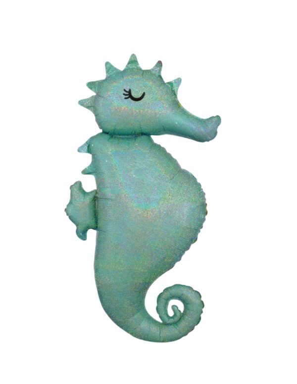 green iridescent seahorse with glitter