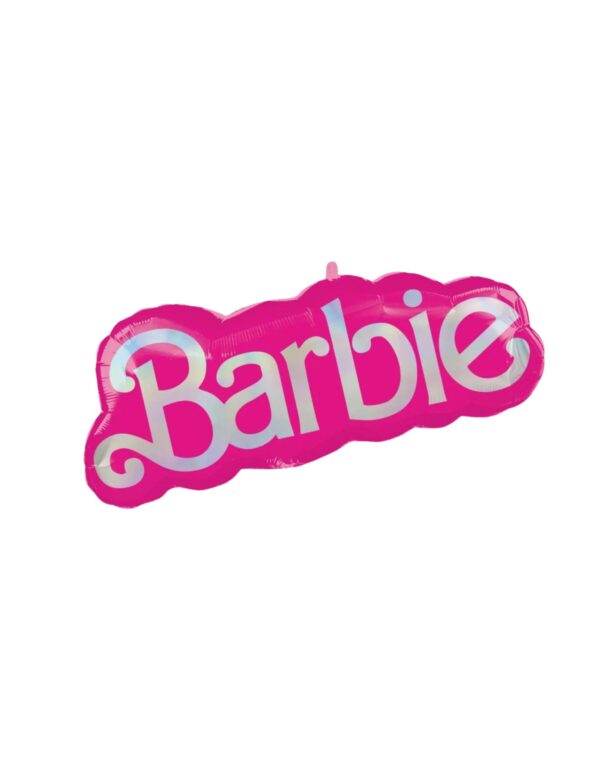 Barbie name in pink and silver balloon