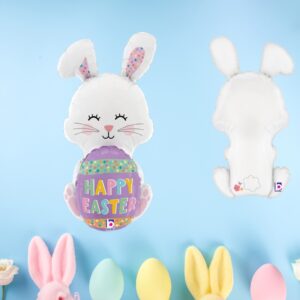 white bunny easter egg balloon