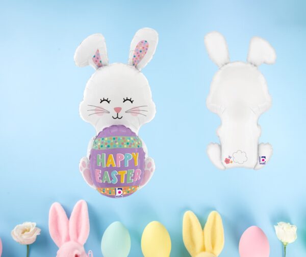 white bunny easter egg balloon