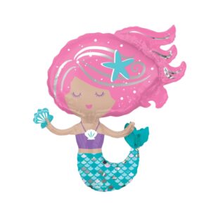 pink hair mermaid balloon