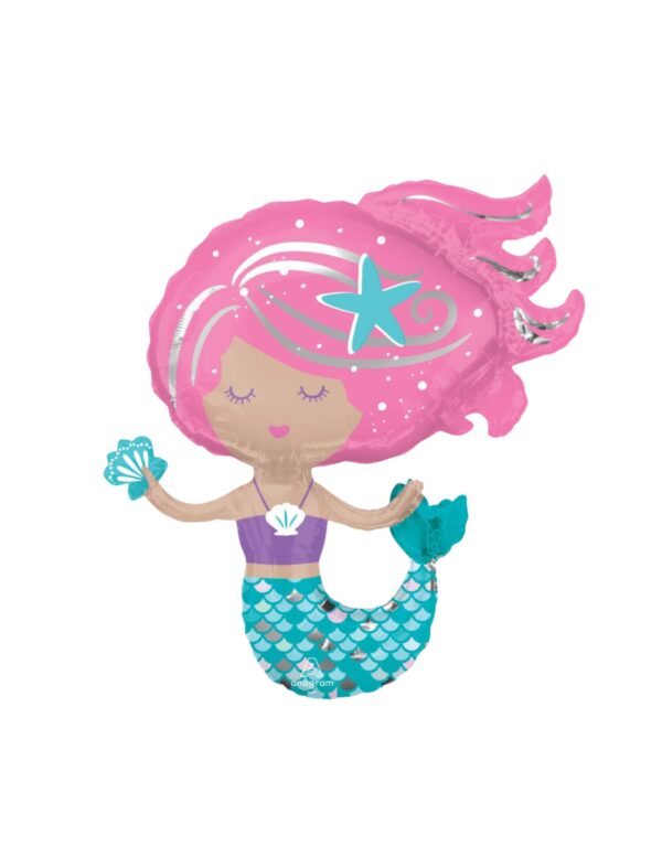 pink hair mermaid balloon