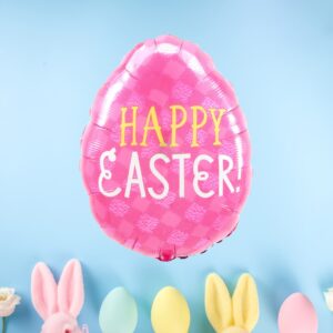 Happy easter egg in pink balloon