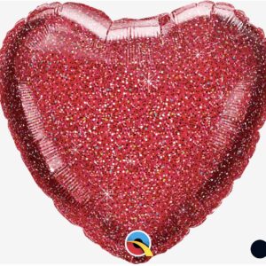 Glitter red heart mylar balloon