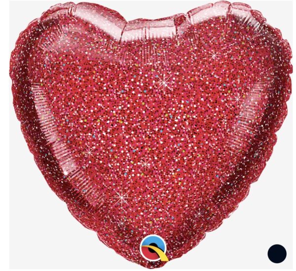 Glitter red heart mylar balloon