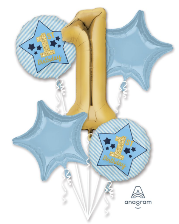 Boy 1st Birthday Blue & Gold