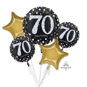 five piece 70th birthday balloon bundle