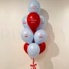 baby blue and red balloons with cherries and personalized name text