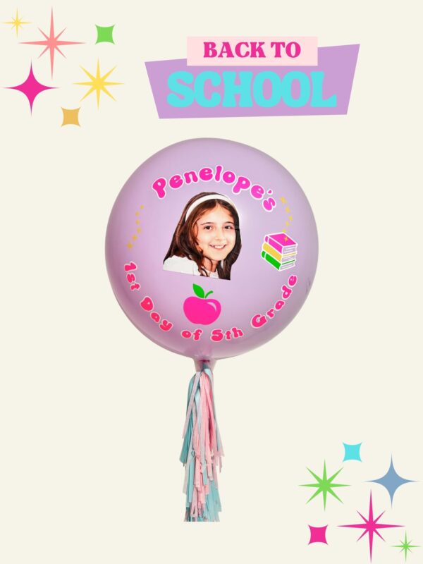 Back to school pastelly balloons in lilac for girls