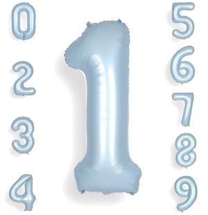 Baby blue foil number balloons