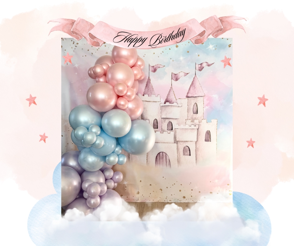 Backdrop and balloon garland