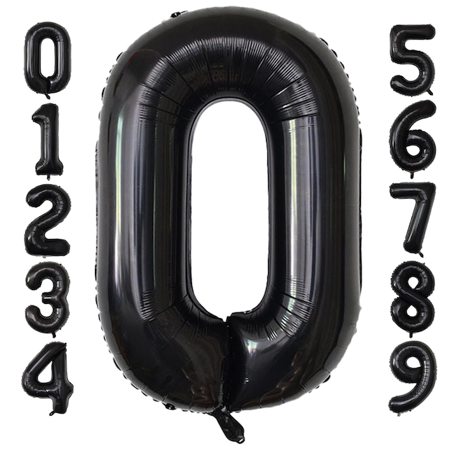 Black number foil balloons