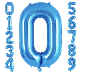 Blue foil number balloons