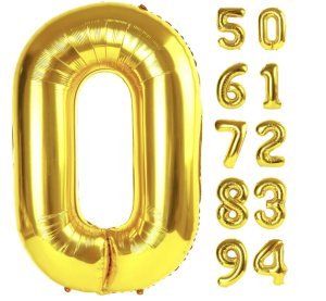 Gold foil number balloons