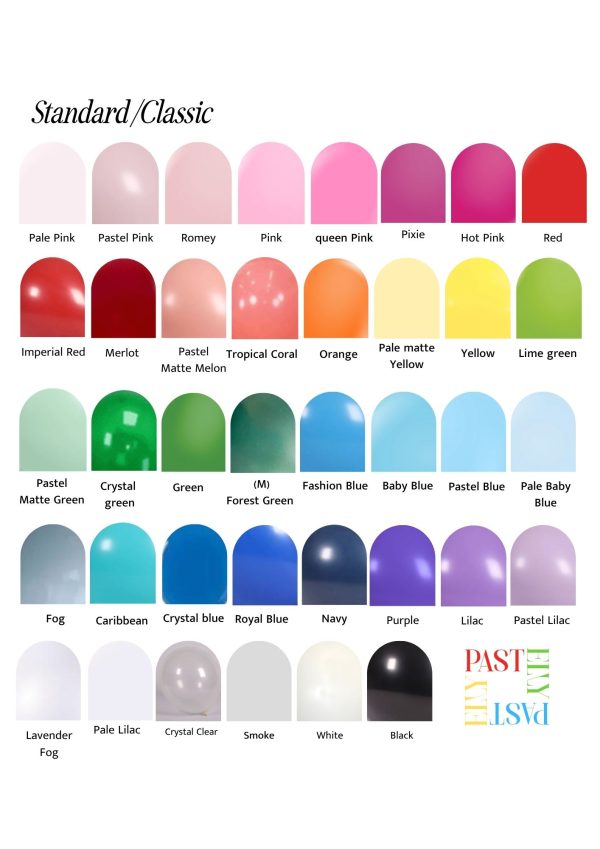 Pastelly balloon color chart