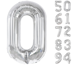 Silver foil number balloons