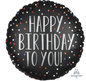 Happy birthday round black dots balloon.png