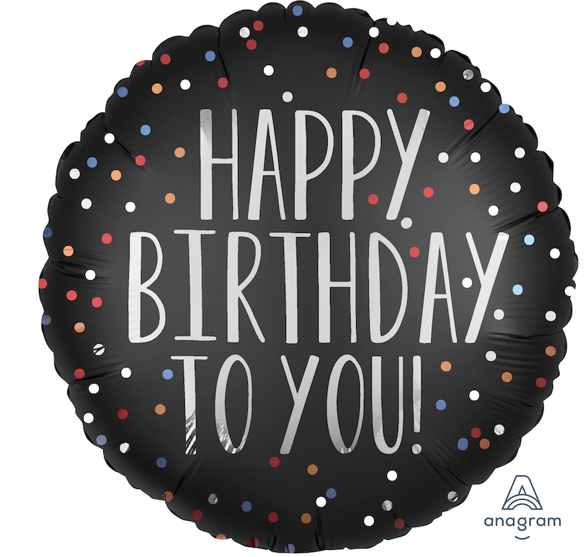 Happy birthday round black dots balloon.png